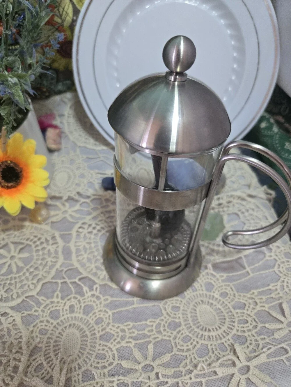 Stainless Steel & Glass French Press Coffee Maker – Coffee Bar Decor
